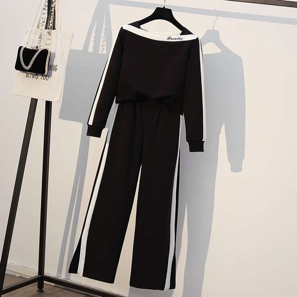 big size women's autumn clothes 2020 new chubby little sister foreign style casual sweater wide leg pants two piece suit, Black
big size women's autumn clothes 2020 new chubby little sister foreign style casual sweater wide leg pants two piece suit, Black