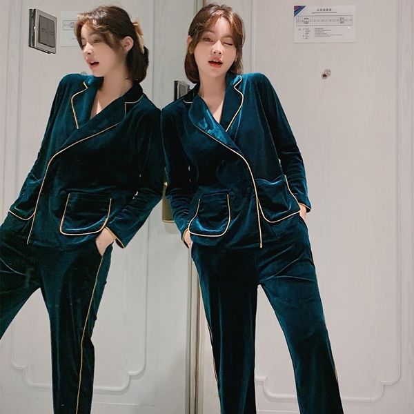 2021 new golden velvet ladies'suit luxury style home wear casual outdoors two suit autumn garments women's pajamas e4z9, Black;red
2021 new golden velvet ladies'suit luxury style home wear casual outdoors two suit autumn garments women's pajamas e4z9, Black;red