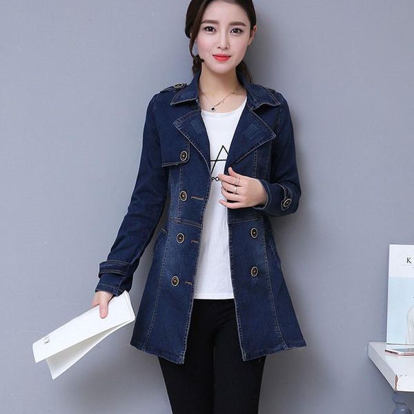 women's trench coats denim jacket 2021 spring autumn retro large size 4xl jeans coat mid-long casual double-breasted windbreaker female, Tan;black
women's trench coats denim jacket 2021 spring autumn retro large size 4xl jeans coat mid-long casual double-breasted windbreaker female, Tan;black