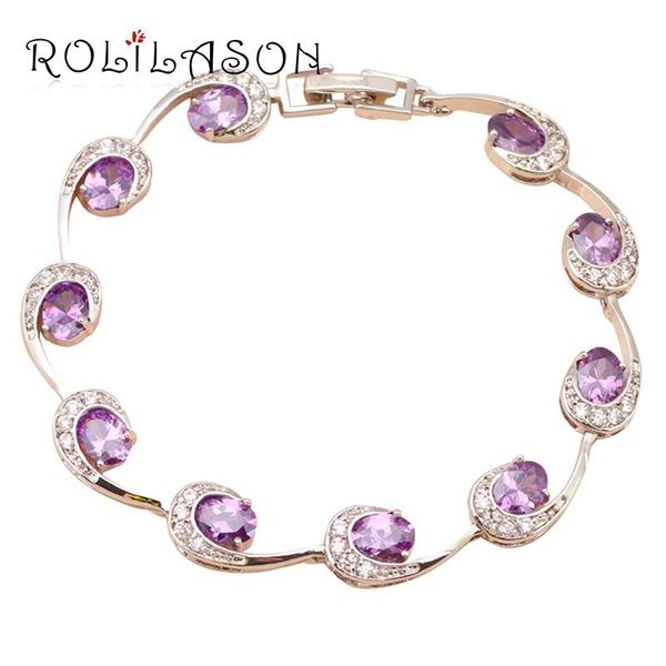 link, chain rolilason delicate wave design purple violet crystal zircon bracelet for women mother's day gift fashion jewelry tb554, Black
link, chain rolilason delicate wave design purple violet crystal zircon bracelet for women mother's day gift fashion jewelry tb554, Black
