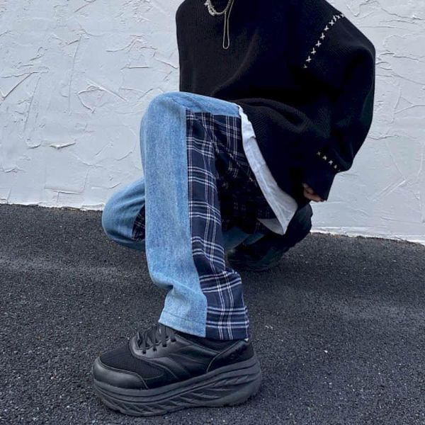 new autumn spring harajuku jeans women straight pants vintage patchworked wide leg pants men's loose trousers unisex, Blue
new autumn spring harajuku jeans women straight pants vintage patchworked wide leg pants men's loose trousers unisex, Blue