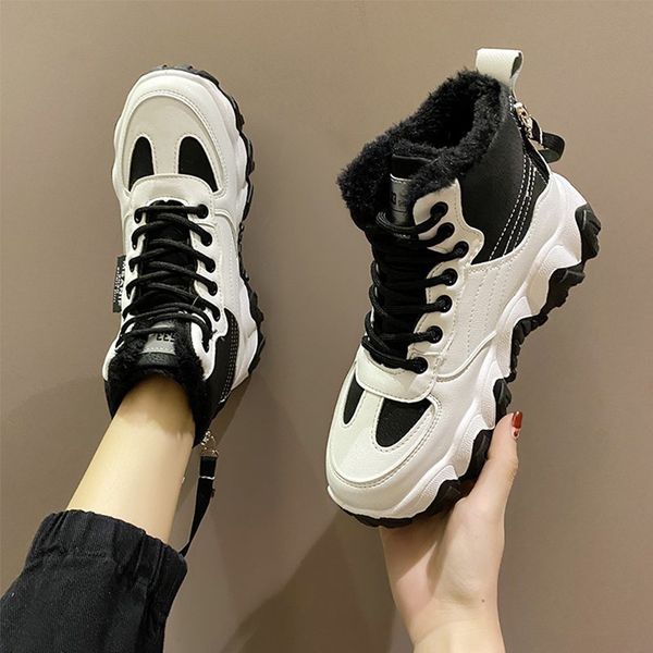 double zipper dad women ins fashion 2020 new winter high muffin thick soled plush sports shoes, Black
double zipper dad women ins fashion 2020 new winter high muffin thick soled plush sports shoes, Black