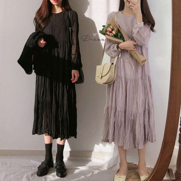 loose 2020 south style korea chic long skirt french minority versatile solid color pleated chiffon dress, Black;gray
loose 2020 south style korea chic long skirt french minority versatile solid color pleated chiffon dress, Black;gray
