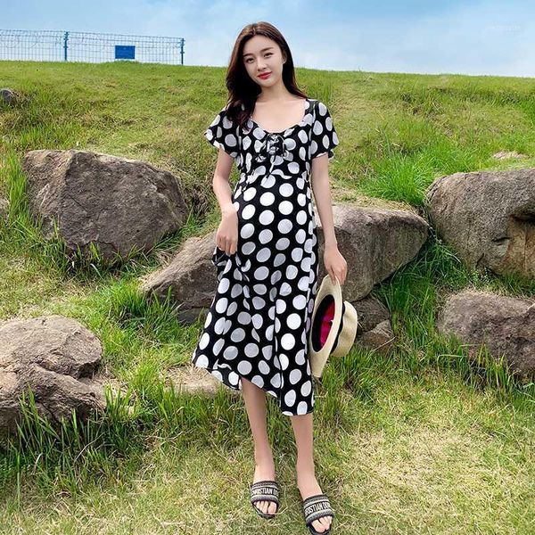 maternity dresses summer fashion pregnant women dress drawstring lace-up v-neck sweet clothes loose side split polka dot chiffon dress1, White
maternity dresses summer fashion pregnant women dress drawstring lace-up v-neck sweet clothes loose side split polka dot chiffon dress1, White