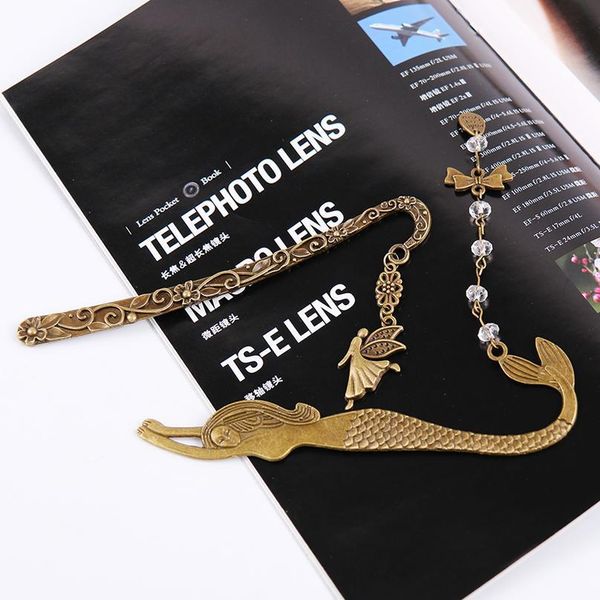 1pc Retro Alloy Metal Bookmark Mermaid Beaded Or Genius Butterfly Fashion Vintage Bookmark 1 Bbymmk