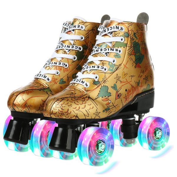 inline & roller skates microfiber leather printed double line women silver gold two skating shoes flash pu 4 wheels
inline & roller skates microfiber leather printed double line women silver gold two skating shoes flash pu 4 wheels
