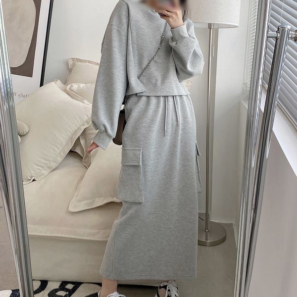 2021 new caual streetwear piece sets autumn skirt suit female korean loose round neck long sleeve split hoodie vs51, White
2021 new caual streetwear piece sets autumn skirt suit female korean loose round neck long sleeve split hoodie vs51, White