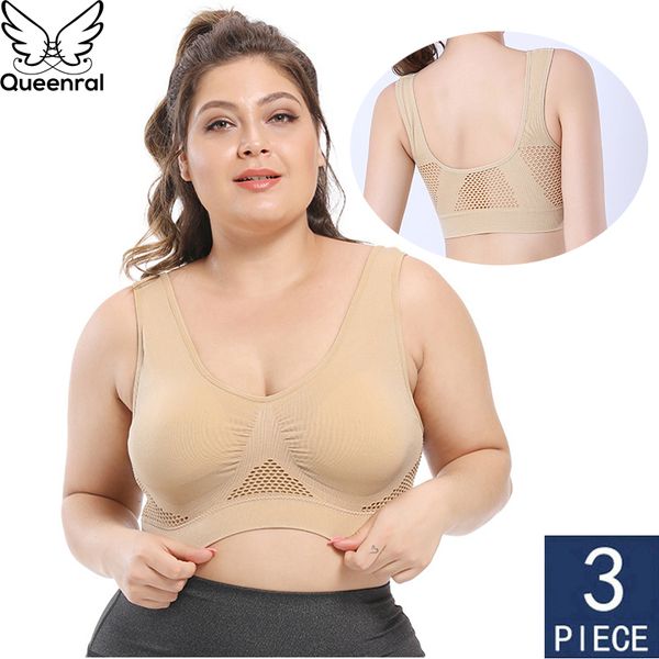 3pcs bras for women plus size bra with pads seamless underwear women active brassiere bra breathable mesh wireless vest bra q1120, Red;black
3pcs bras for women plus size bra with pads seamless underwear women active brassiere bra breathable mesh wireless vest bra q1120, Red;black