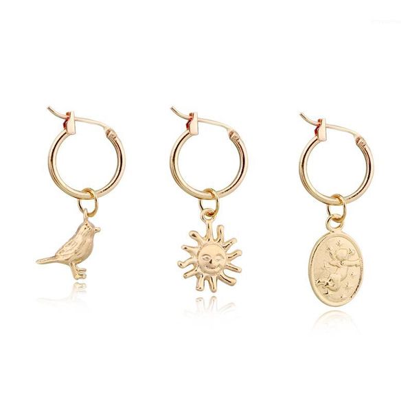 1pair cute mini sun angel bird hoop earrings for women girl personality animals gold color round circle earrings jewelry e3131, Silver
1pair cute mini sun angel bird hoop earrings for women girl personality animals gold color round circle earrings jewelry e3131, Silver