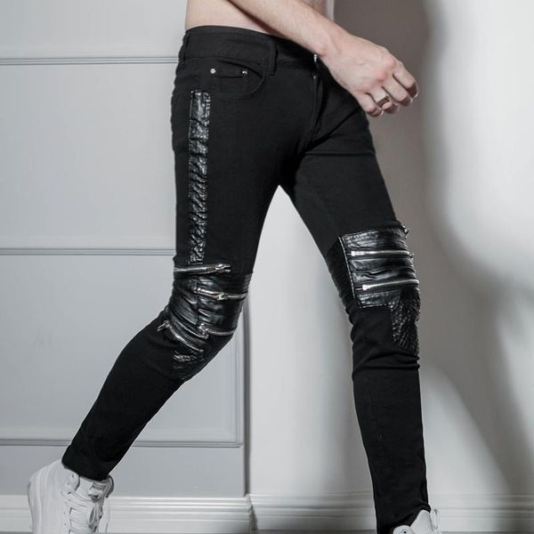 men's jeans spring and autumn nightclub hip-hop high street style slim zipper pu sutured black jeans casual pants trend, Blue
men's jeans spring and autumn nightclub hip-hop high street style slim zipper pu sutured black jeans casual pants trend, Blue