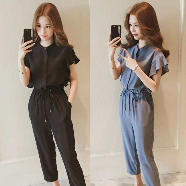 large size womens summer clothes tracksuit waist thick belly covering short sleeve pants suit western style slim two piece set, White;black
large size womens summer clothes tracksuit waist thick belly covering short sleeve pants suit western style slim two piece set, White;black