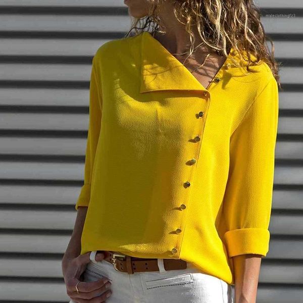 2021 autumn blouse shirt casual skew collar irregular button 3/4 sleeve women slim blouses streetwear solid plus size 3xl1, White
2021 autumn blouse shirt casual skew collar irregular button 3/4 sleeve women slim blouses streetwear solid plus size 3xl1, White