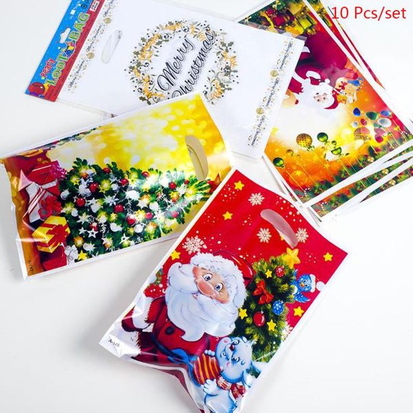 10pc/set christmas candy packaging bag xmas wrapping pouch gift bags decorations