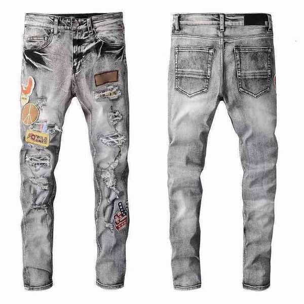 22 ss hip-hop high-street fashion brand jeans retro torn fold stitching men's designer motorcycle riding slim-fitting casual pants 28-4, Blue
22 ss hip-hop high-street fashion brand jeans retro torn fold stitching men's designer motorcycle riding slim-fitting casual pants 28-4, Blue