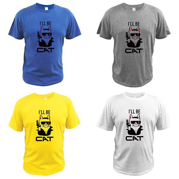 men's t-shirts terminator kitty t shirt funny i'll be cat t-shirt short sleeve original tshirt arrival eu size 100% cotton tee, White;black
men's t-shirts terminator kitty t shirt funny i'll be cat t-shirt short sleeve original tshirt arrival eu size 100% cotton tee, White;black