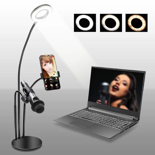 2 in 1dimmable led ring light ring lamp with stand with base microphone phone holder for phone selfie live broadcast video light
2 in 1dimmable led ring light ring lamp with stand with base microphone phone holder for phone selfie live broadcast video light