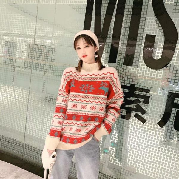 2020 new autumn winter women sweater christmas half high neck fashion long sleeve loose female pullovers kintted casual, White;black
2020 new autumn winter women sweater christmas half high neck fashion long sleeve loose female pullovers kintted casual, White;black