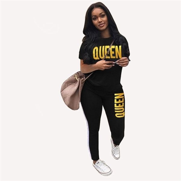women summer designer tracksuit queen stamping gold letters printed short sleeve t shirts pants leggings two piece outfit sportswear hh2103, White
women summer designer tracksuit queen stamping gold letters printed short sleeve t shirts pants leggings two piece outfit sportswear hh2103, White