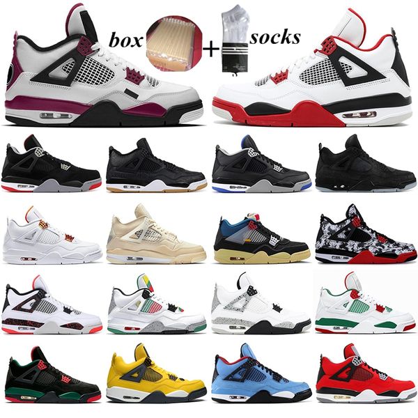 with box 2021 new 4 4s jumpman men basketball shoes neon metallic purple basketball sneakers black cat encore bred fire red trainers 36-47, White;red
with box 2021 new 4 4s jumpman men basketball shoes neon metallic purple basketball sneakers black cat encore bred fire red trainers 36-47, White;red