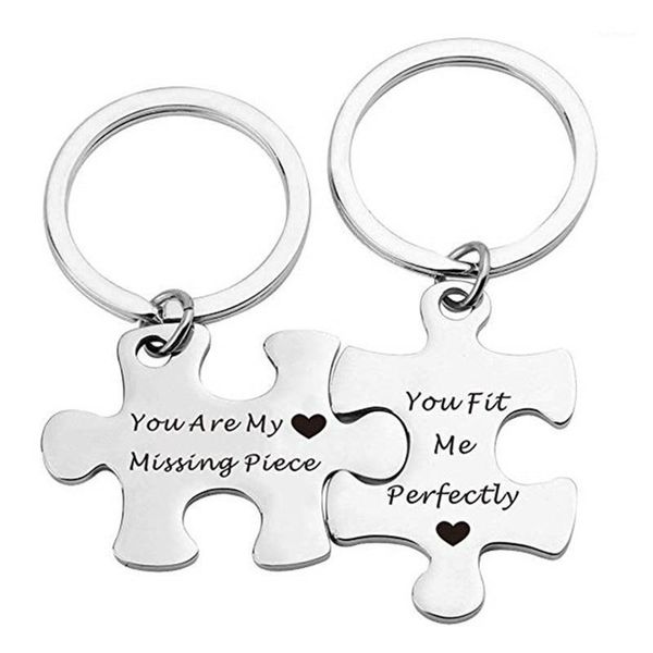 2pcs stainless steel puzzle letter "you are my missing piece" couple keychains cute key ring holder valentine's day gift llav, Silver
2pcs stainless steel puzzle letter "you are my missing piece" couple keychains cute key ring holder valentine's day gift llav, Silver