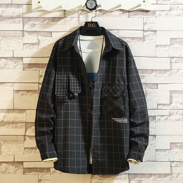 2021 new casual spring autumn plaid shirt men's pocket long sleeve japan style black white streetwear plus oversize m-5xl clothes ggvm, White;black
2021 new casual spring autumn plaid shirt men's pocket long sleeve japan style black white streetwear plus oversize m-5xl clothes ggvm, White;black