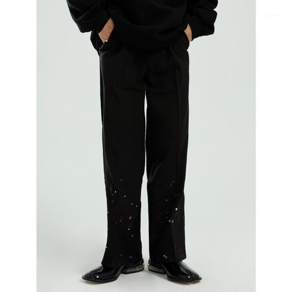 men's pants men painted ink casual suit straight pant male streetwear hip hop trousers1, Black
men's pants men painted ink casual suit straight pant male streetwear hip hop trousers1, Black
