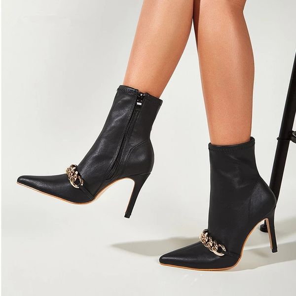 2021 spring soft pu leather boots women pointed toe chain pumps heels fashion ladies party shoes, Black
2021 spring soft pu leather boots women pointed toe chain pumps heels fashion ladies party shoes, Black