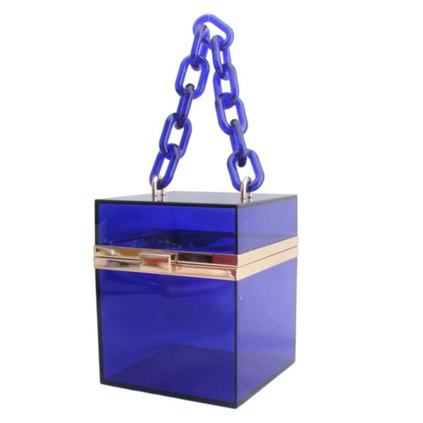 new 2020 trend transparent clear jelly acrylic box handbag with chian for women elegant evening party shoulder bag totes female c1223