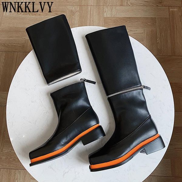 boots removable zipper design knee high female square toe thick sole chunky mid heel knight botas 2021 runway long women1, Black
boots removable zipper design knee high female square toe thick sole chunky mid heel knight botas 2021 runway long women1, Black