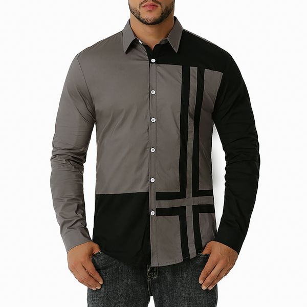 men paneled shirt long sleeve 100% cotton social casual male streetwear kg-11, White;black
men paneled shirt long sleeve 100% cotton social casual male streetwear kg-11, White;black