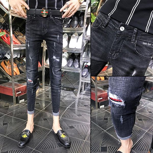 men's jeans summer 2021fashion teenagers students skiiny men ripped holes slim-fitting tight-fitting pencil pants, Blue
men's jeans summer 2021fashion teenagers students skiiny men ripped holes slim-fitting tight-fitting pencil pants, Blue