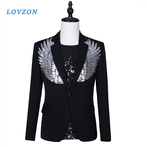 men sequin blazer wing sequin blazer masculino slim fit suit jacket men blazer sequin homme gold silver stage, White;black
men sequin blazer wing sequin blazer masculino slim fit suit jacket men blazer sequin homme gold silver stage, White;black
