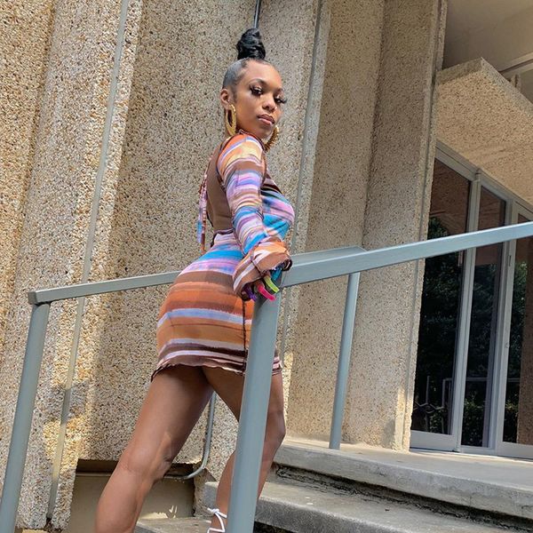 women dresses robe stripe print backless bandage mini dress autumn winter women fashion streetwear outfit club wear, Black;gray
women dresses robe stripe print backless bandage mini dress autumn winter women fashion streetwear outfit club wear, Black;gray