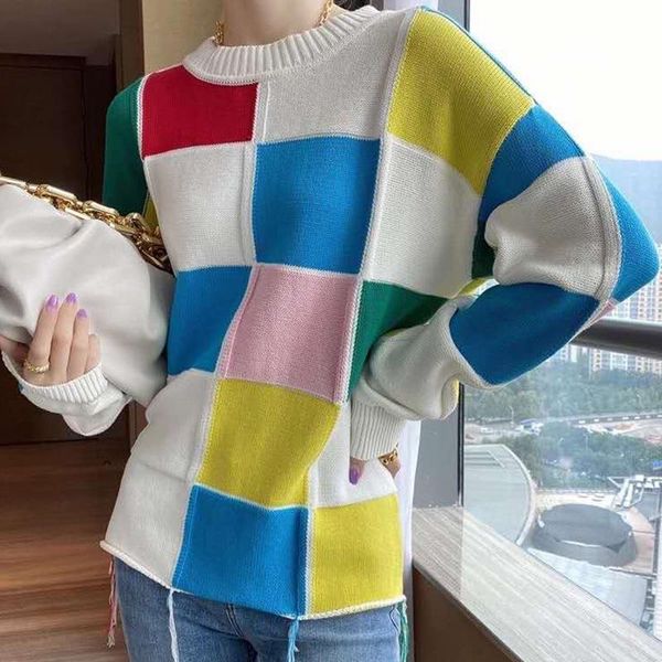 women's sweaters 2021 spring autumn classic round neck long sleeve wool knit sweater color plaid tassel loose pullover top, White;black
women's sweaters 2021 spring autumn classic round neck long sleeve wool knit sweater color plaid tassel loose pullover top, White;black