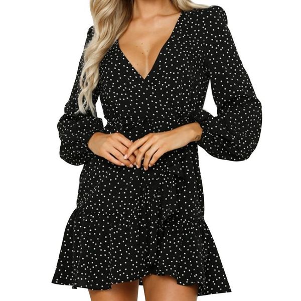 casual dresses fashion spring autumn women dress v-neck long sleeve ruffle polka dot boho lady mini vestidos w150, Black;gray
casual dresses fashion spring autumn women dress v-neck long sleeve ruffle polka dot boho lady mini vestidos w150, Black;gray