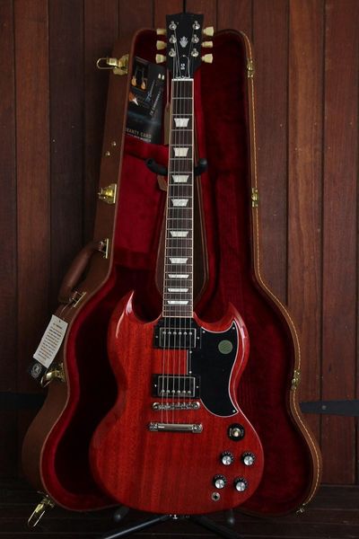 sg electric guitar vintage cherry 6 strings electric guitar, solid mahogany body , gold hardware, delivery
sg electric guitar vintage cherry 6 strings electric guitar, solid mahogany body , gold hardware, delivery