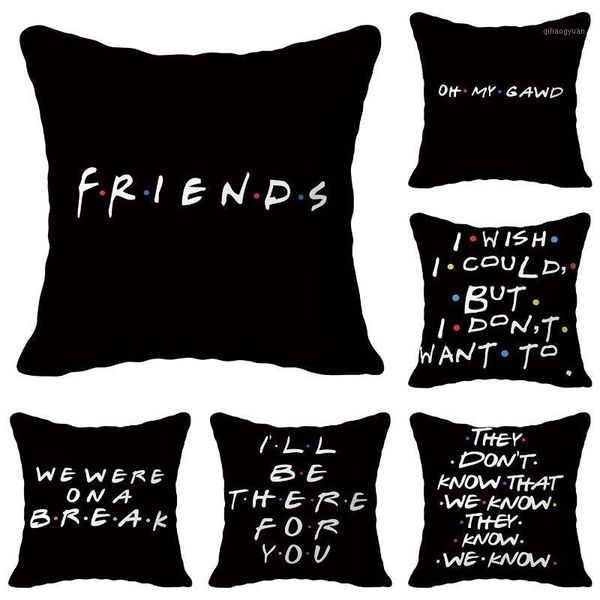 cushion/decorative pillow american tv series friends lines black cushion cover polyester microfiber throw case livingroom decorative pillows