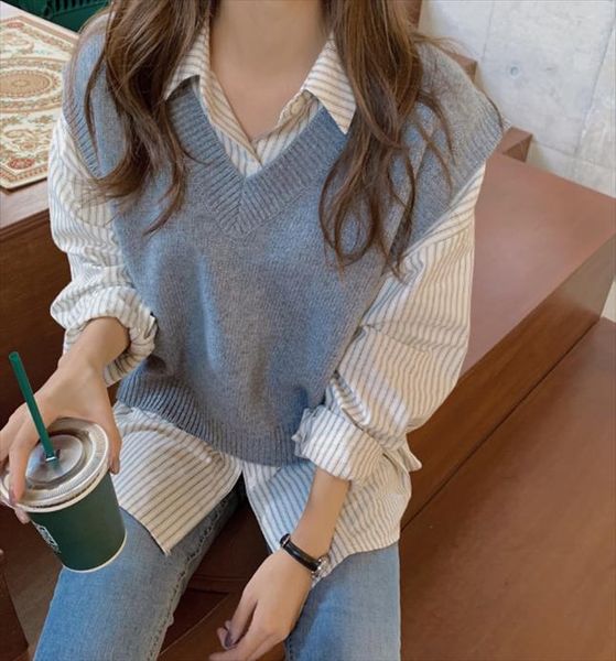 new overszie women sweater 2 piece sets womens vest knitted suits knitting sweaters long sleeve stripe blouse sold separately, Gray
new overszie women sweater 2 piece sets womens vest knitted suits knitting sweaters long sleeve stripe blouse sold separately, Gray