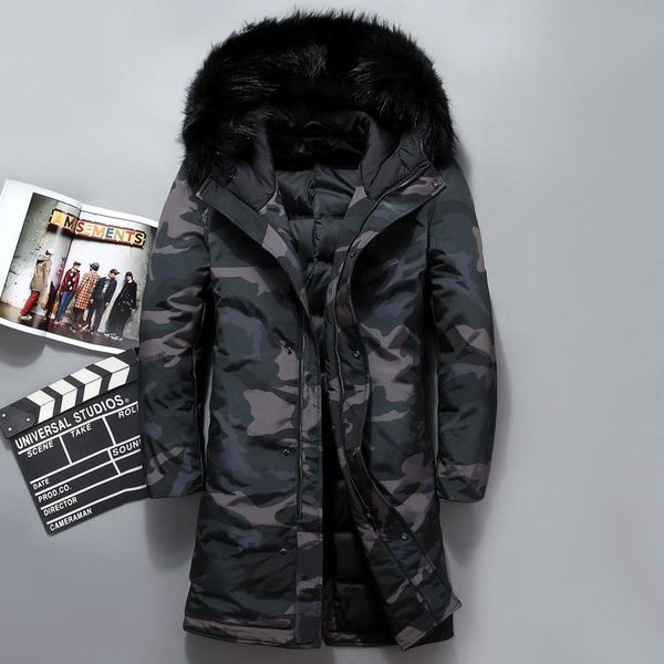men's down & parkas brand winter male jacket fur collar long warm camouflage white duck coat, Black
men's down & parkas brand winter male jacket fur collar long warm camouflage white duck coat, Black