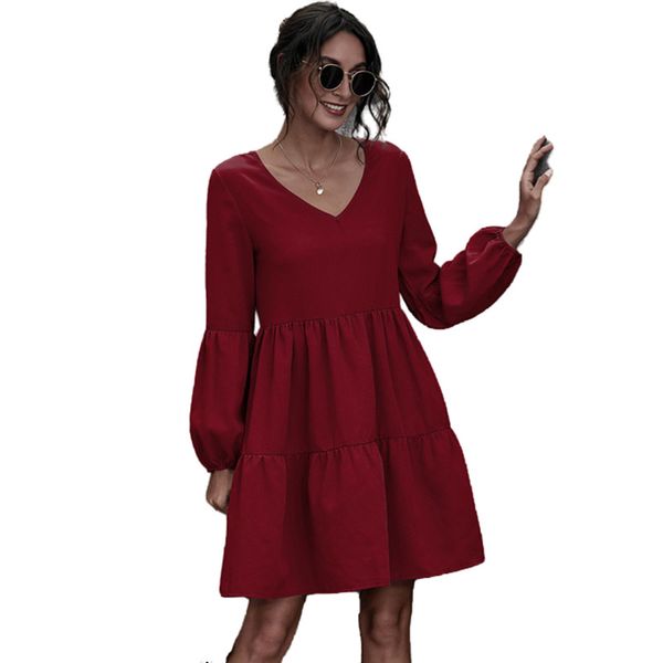 long sleeve dress vintage winter autumn casual ruffles v-neck party elegant thin midi a-line dresses vestido de mujer 210309, Black;gray
long sleeve dress vintage winter autumn casual ruffles v-neck party elegant thin midi a-line dresses vestido de mujer 210309, Black;gray