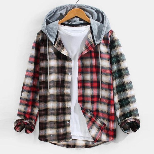 laamei hooded long sleeve shirt men women casual plaid printed shirts couple clothes hip hop streetwear blouse, White;black
laamei hooded long sleeve shirt men women casual plaid printed shirts couple clothes hip hop streetwear blouse, White;black
