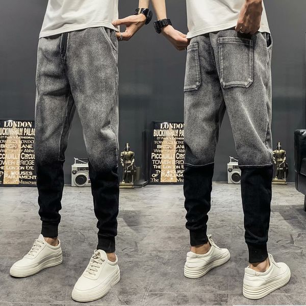 spring 9-point jeans men's elastic casual corset korean trendy brand tapered small foot harem pants, Blue
spring 9-point jeans men's elastic casual corset korean trendy brand tapered small foot harem pants, Blue