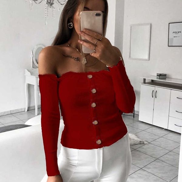 new word shoulder button women long sleeve shirt lady europe united states women's straps knit long-sleeved t-shirt, White
new word shoulder button women long sleeve shirt lady europe united states women's straps knit long-sleeved t-shirt, White