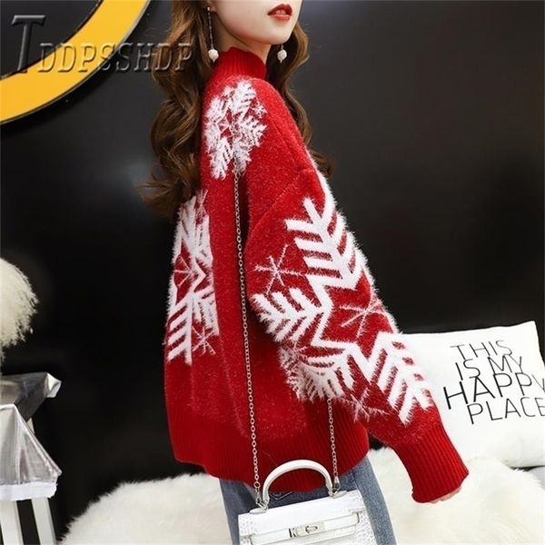 christmas snowflake decor women sweater thick winter warm bottoming female sweaters 201111, White;black
christmas snowflake decor women sweater thick winter warm bottoming female sweaters 201111, White;black