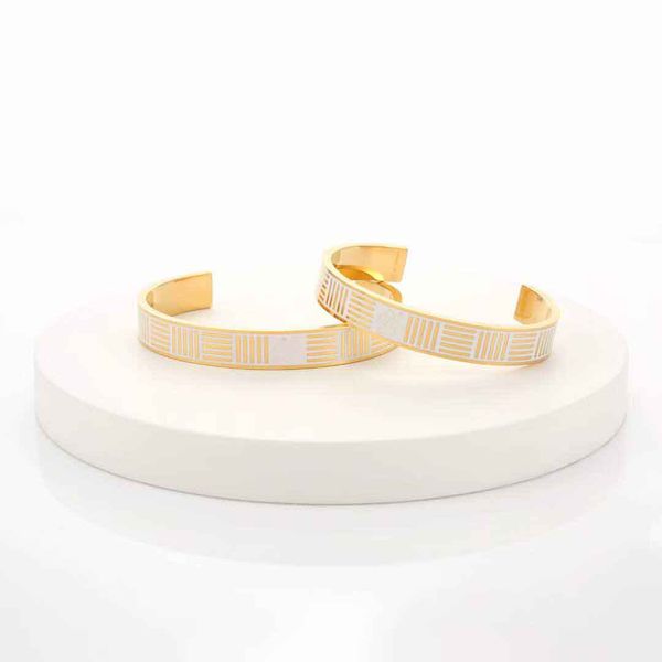 opened bracelet in 18k gold plated and white enamel for women wedding jewelry gift ps8272, Black
opened bracelet in 18k gold plated and white enamel for women wedding jewelry gift ps8272, Black