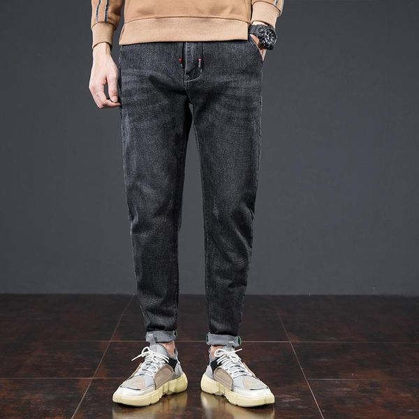 men's jeans autumn men student slim harem black elastic waist straight denim trousers male casual elasticity regular fit cropped pants, Blue
men's jeans autumn men student slim harem black elastic waist straight denim trousers male casual elasticity regular fit cropped pants, Blue
