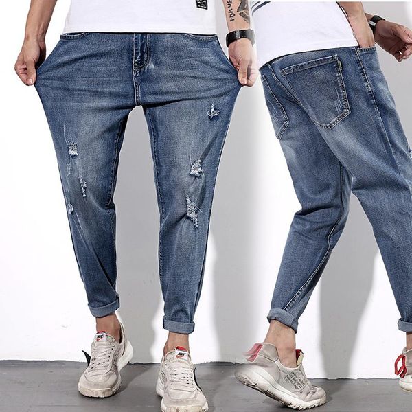 men's jeans nine-point lapel men large size stretch harem pants loose and thin denim mid-length fashion for, Blue
men's jeans nine-point lapel men large size stretch harem pants loose and thin denim mid-length fashion for, Blue