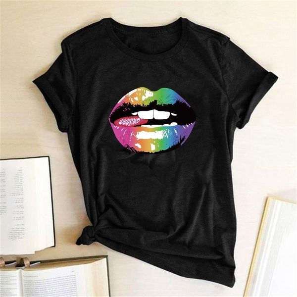new funny 2021 women t-shirt summer tees colored lips print painted t shirt cotton short sleeve round neck t shirt, White
new funny 2021 women t-shirt summer tees colored lips print painted t shirt cotton short sleeve round neck t shirt, White