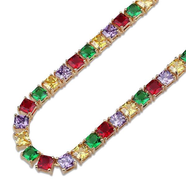 18k gold plated colorful square cubic zirconia tennis necklace 5mm full diamond iced out hip hop rapper chains jewelry wmtwzd bdedome, Black
18k gold plated colorful square cubic zirconia tennis necklace 5mm full diamond iced out hip hop rapper chains jewelry wmtwzd bdedome, Black