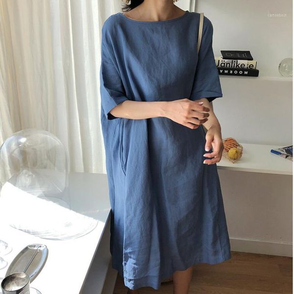 casual dresses korea 2021 summer fashion women's wear short sleeve cotton linen causal female vintage korean loose dressnsm01, Black;gray
casual dresses korea 2021 summer fashion women's wear short sleeve cotton linen causal female vintage korean loose dressnsm01, Black;gray